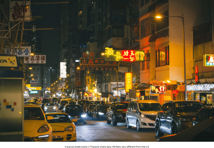 A typical street scene in Thailand