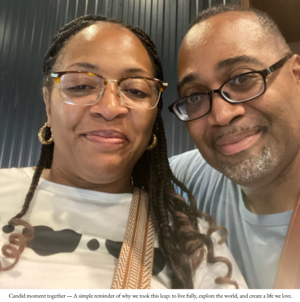 A candid photo of us sitting together and smiling during our life in Nonthaburi, Thailand